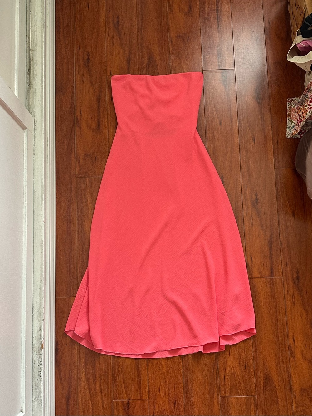 See You Monday Strapless Coral Dress